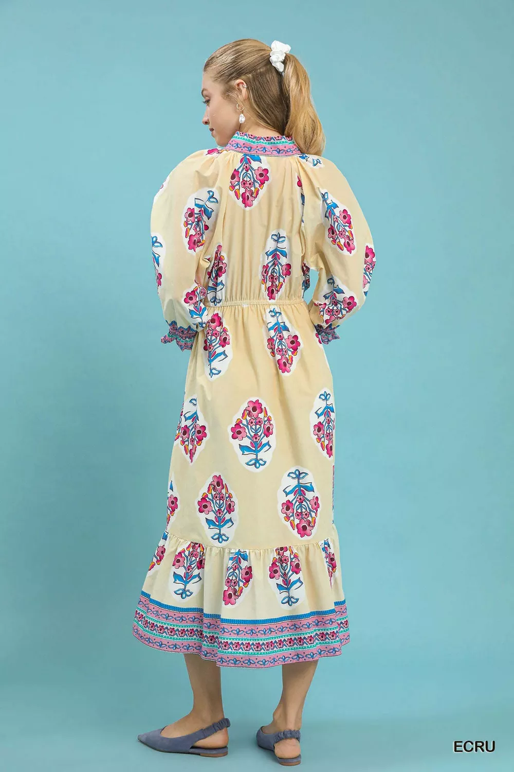 Flower Patch Border Print Midi Dress, image 3