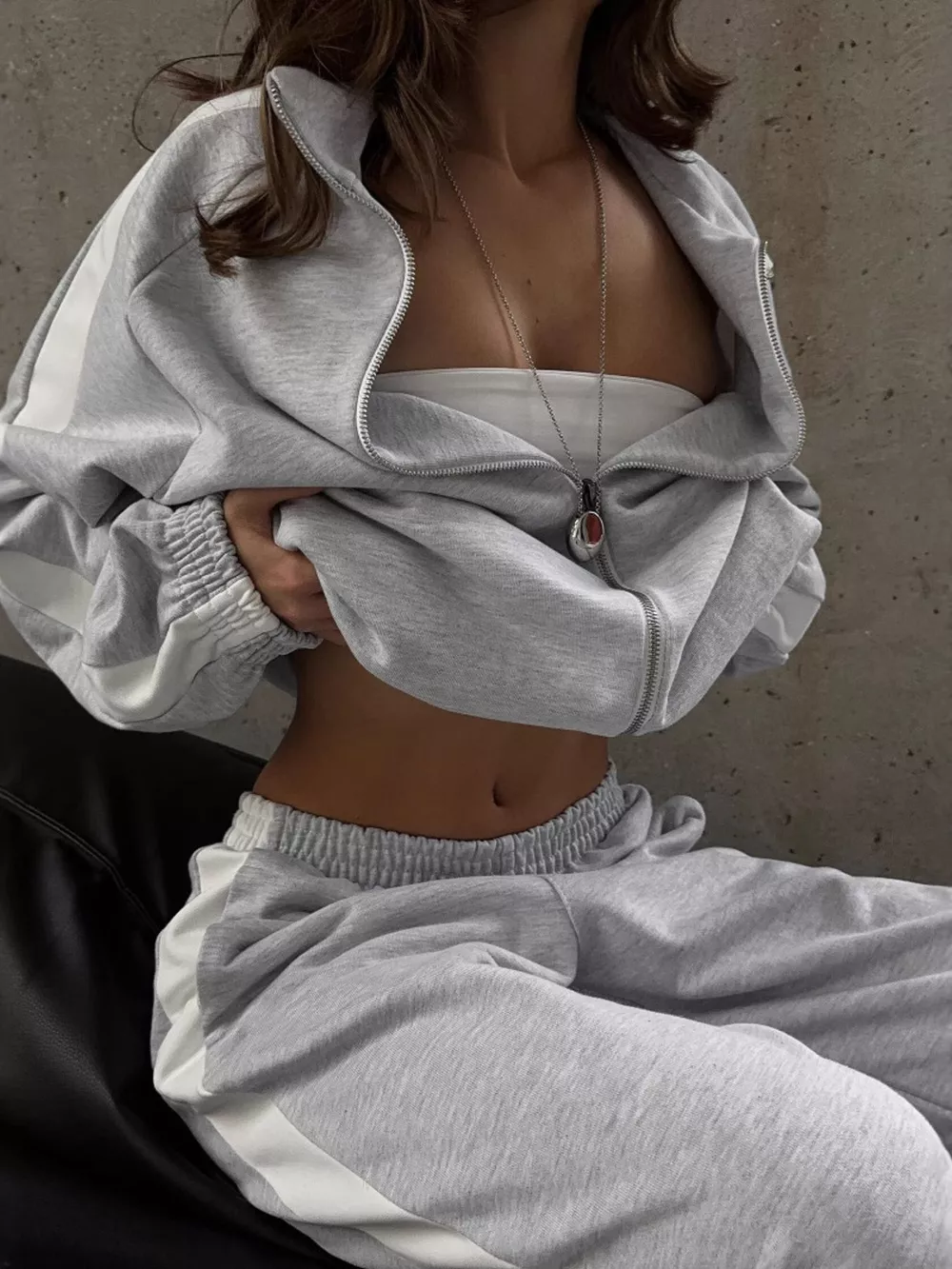 Zip Up Long Sleeve Outerwear and Pants Set, image 2