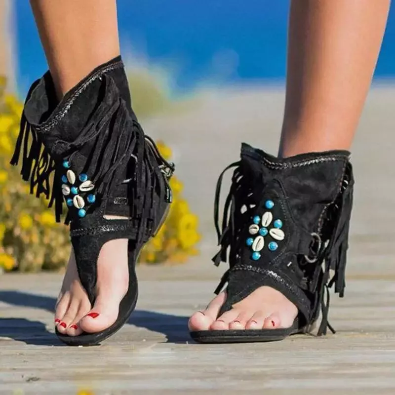 Fringe Ankle Cuff Sandals, image 2