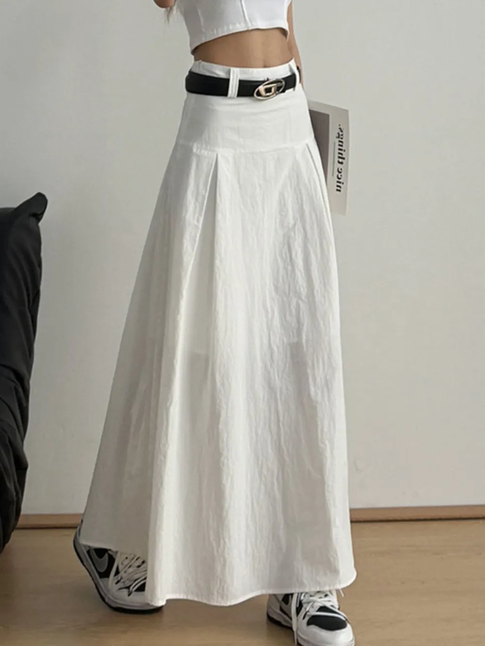 High Waist A-Line Maxi Skirt, image 6