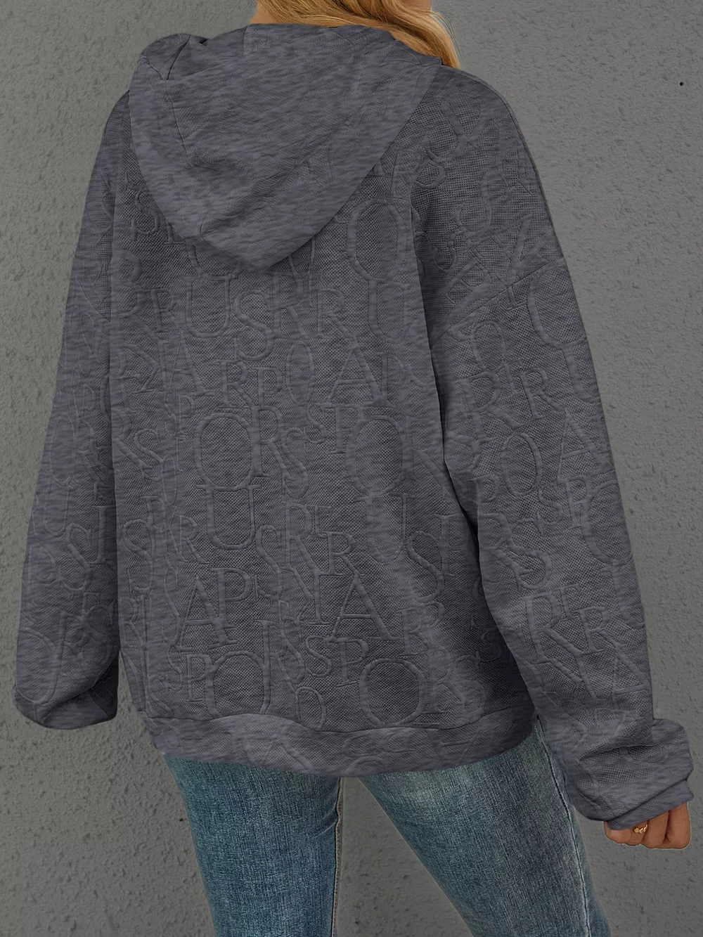 Full Size Embossed Lettering Casual Hoodie Plus Size, image 15