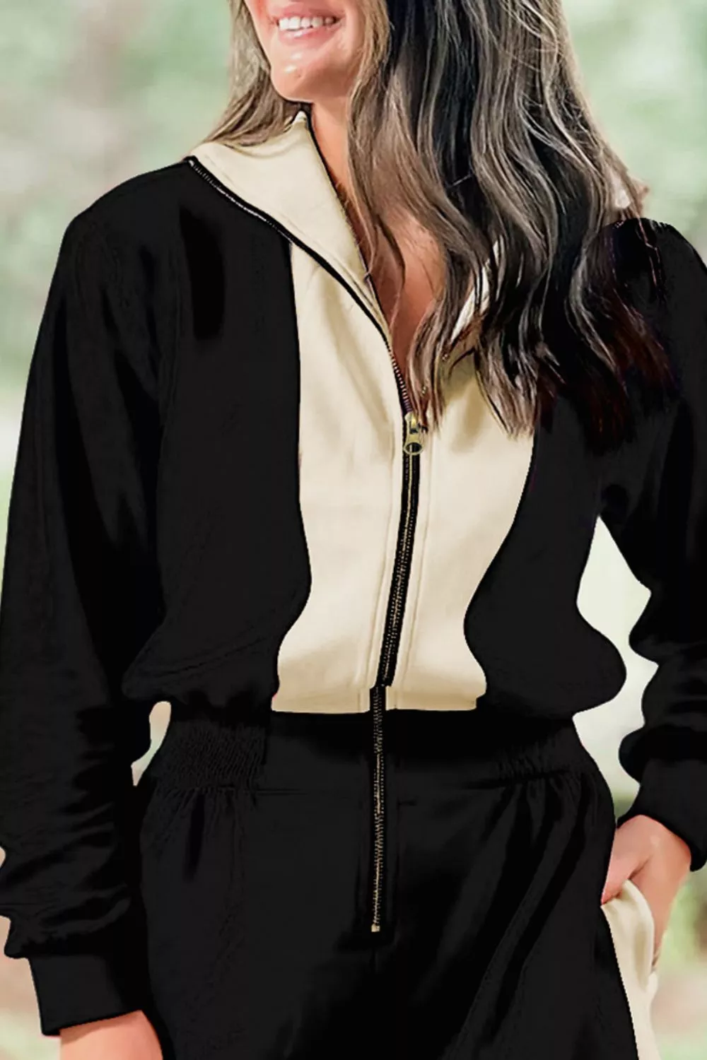 Two-Tone Zip-Up Romper, image 3