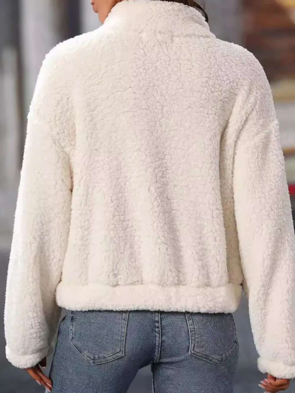 Heart Half Zip Long Sleeve Teddy Sweatshirt, image 4