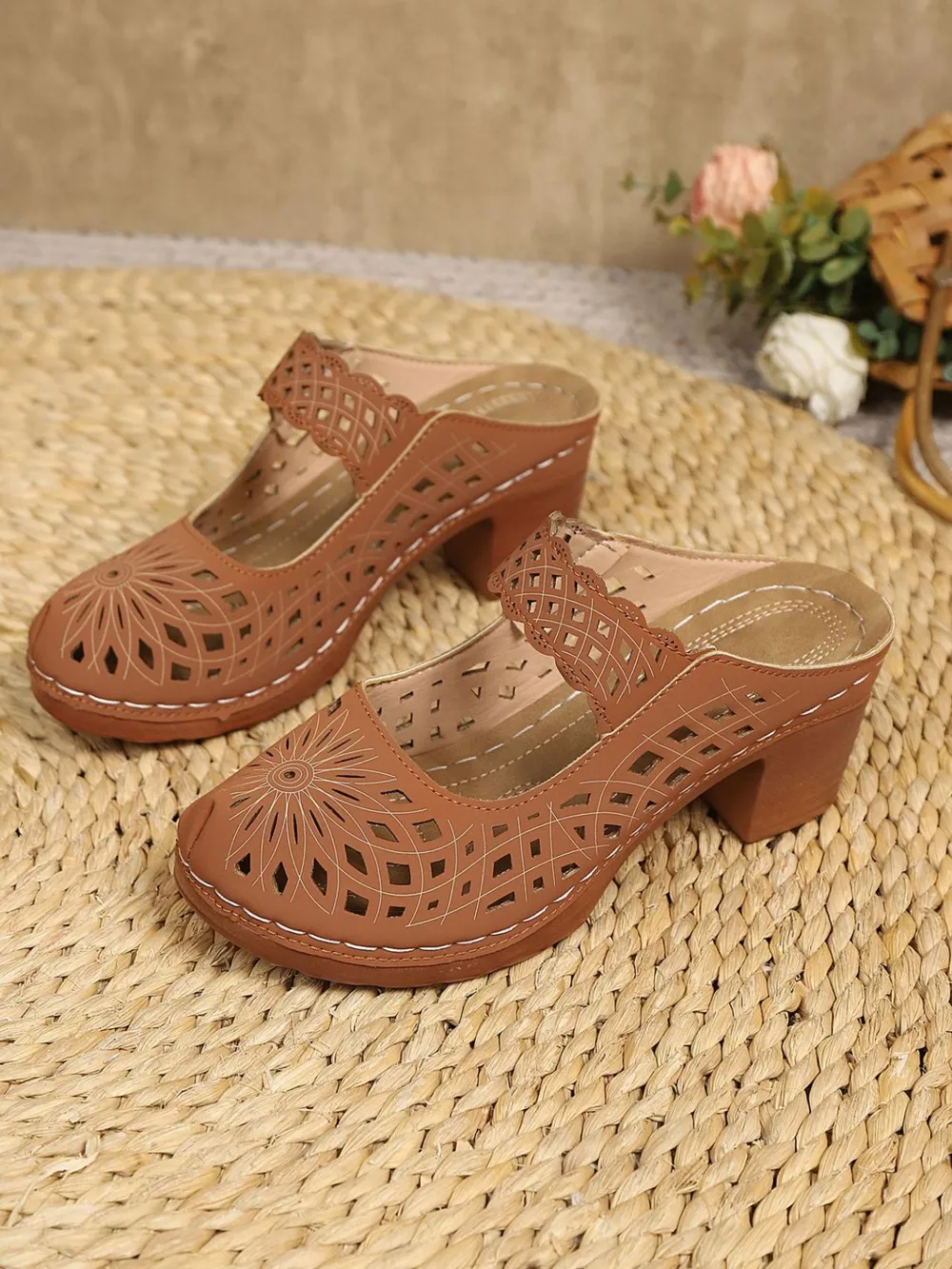 Cutout Block Heel Sandals, image 7