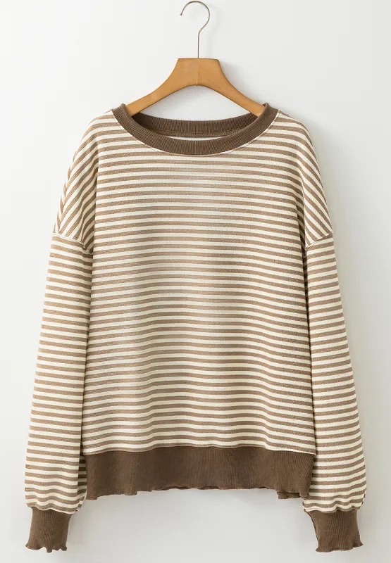 Striped Round Neck Long Sleeve Sweatshirt, image 12