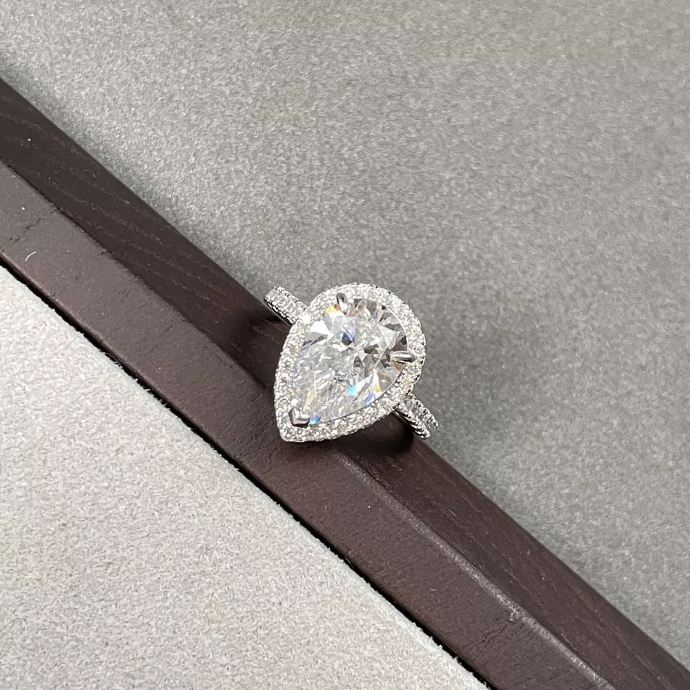 4 Carat 925 Sterling Silver Moissanite Teardrop Ring, image 3