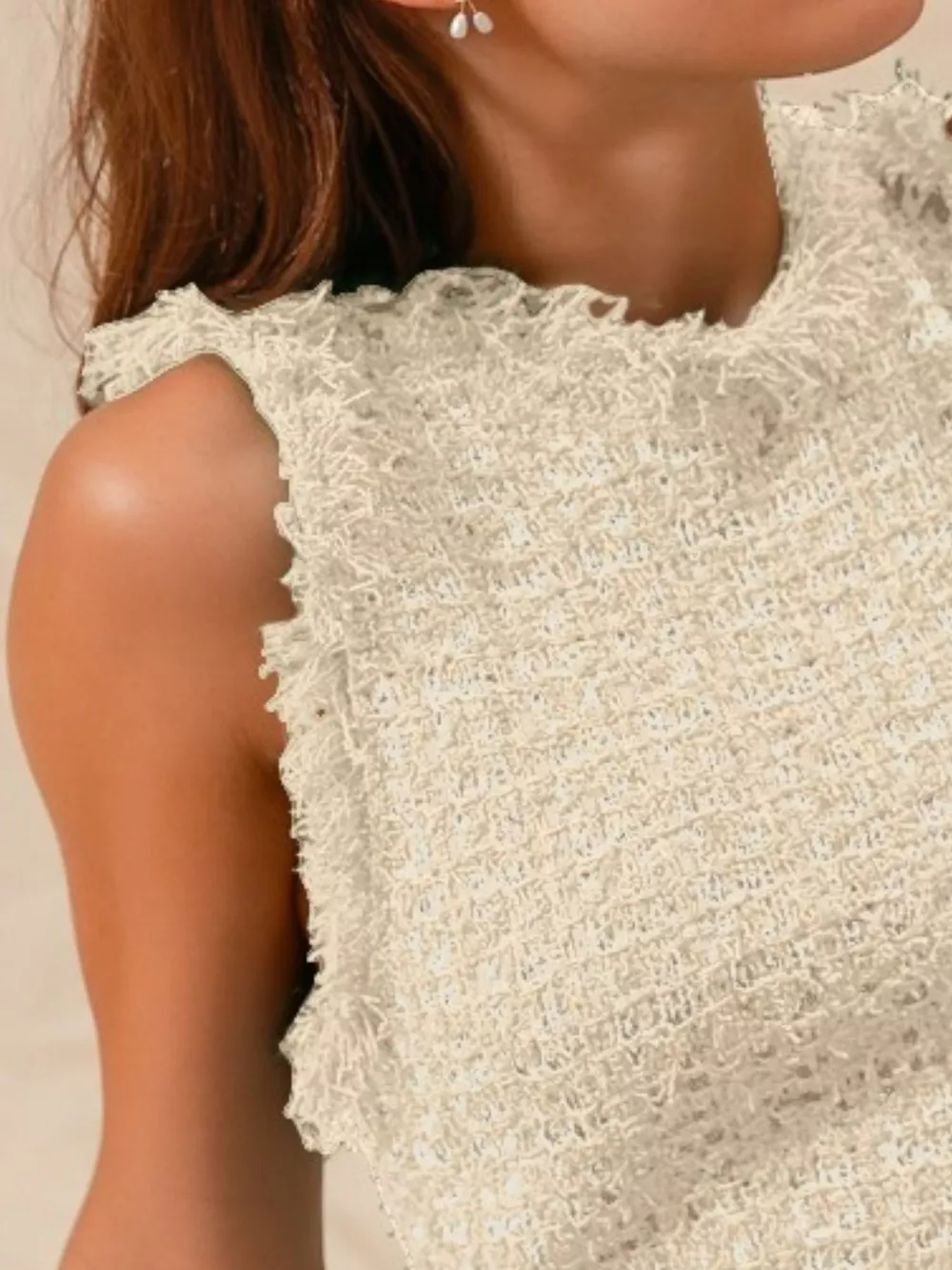 Tweed Knit Sweater Vest Top, image 2