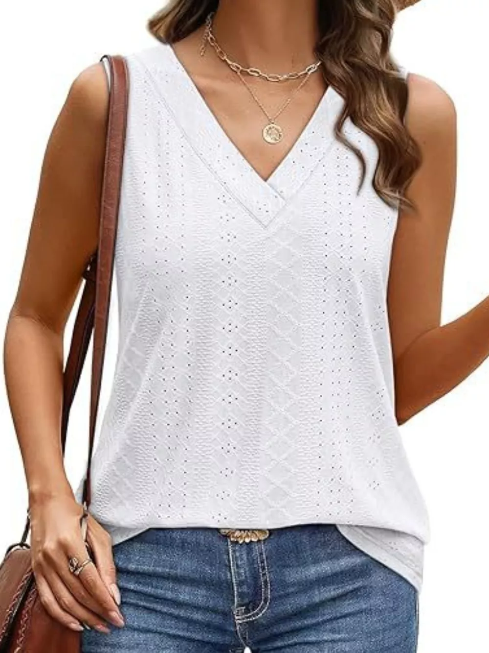 Eyelet V-Neck Tank, image 13