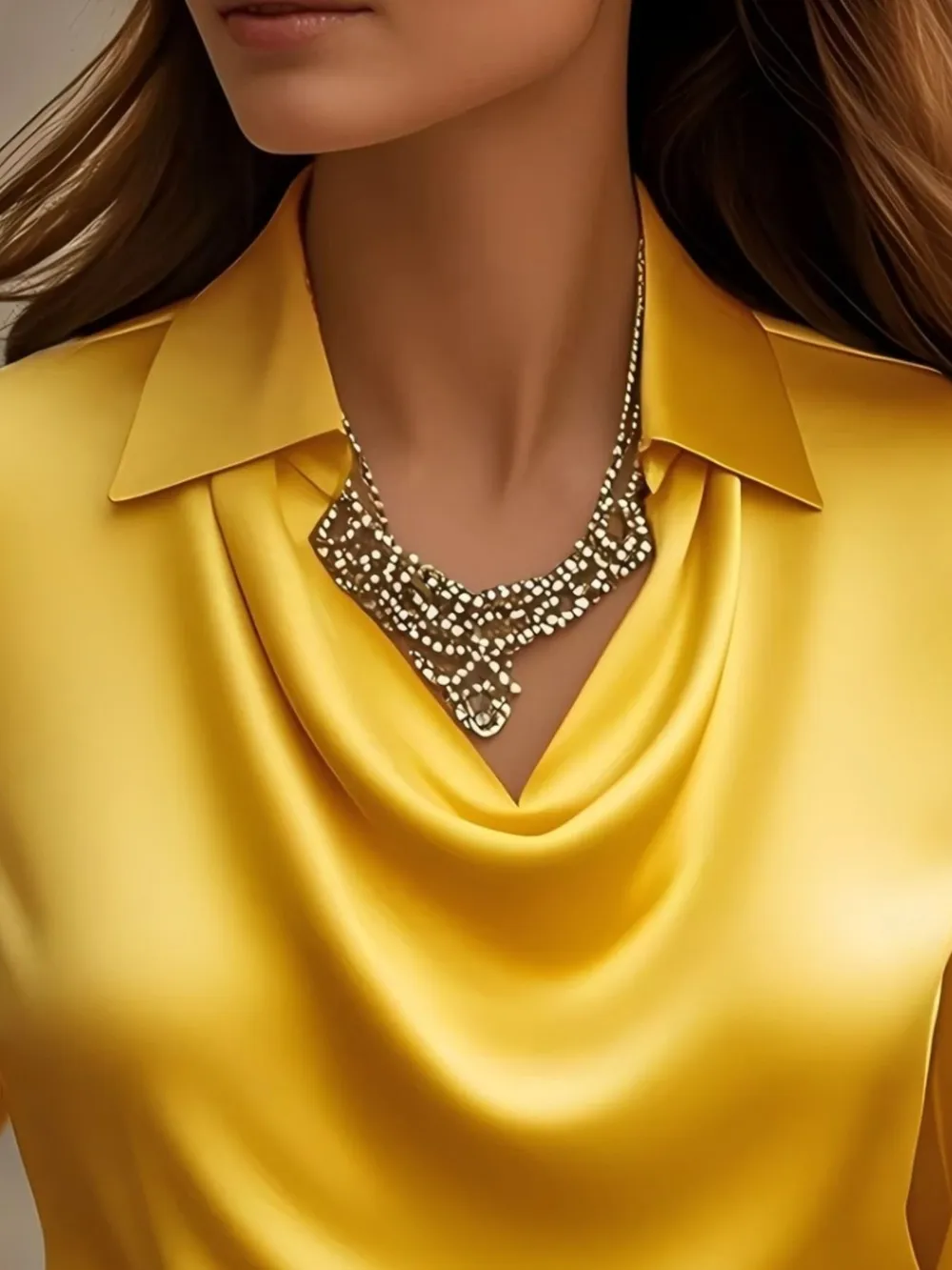 Satin Collar Long Sleeve Blouse, image 11