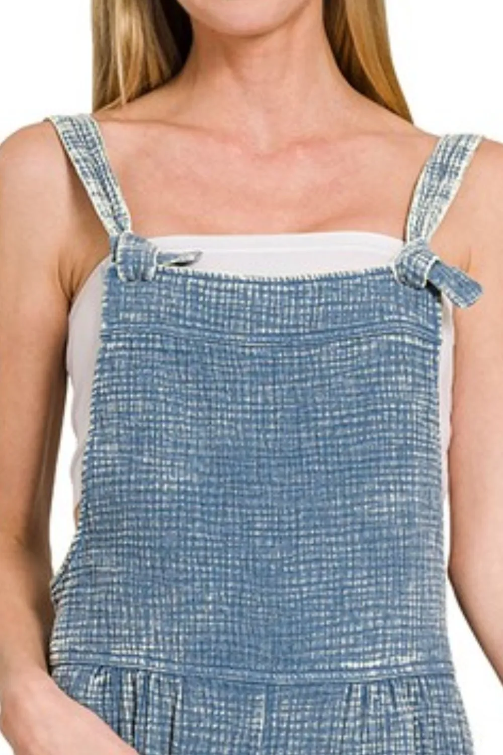 Woven Double Gauze Acid Washed Romper, image 2