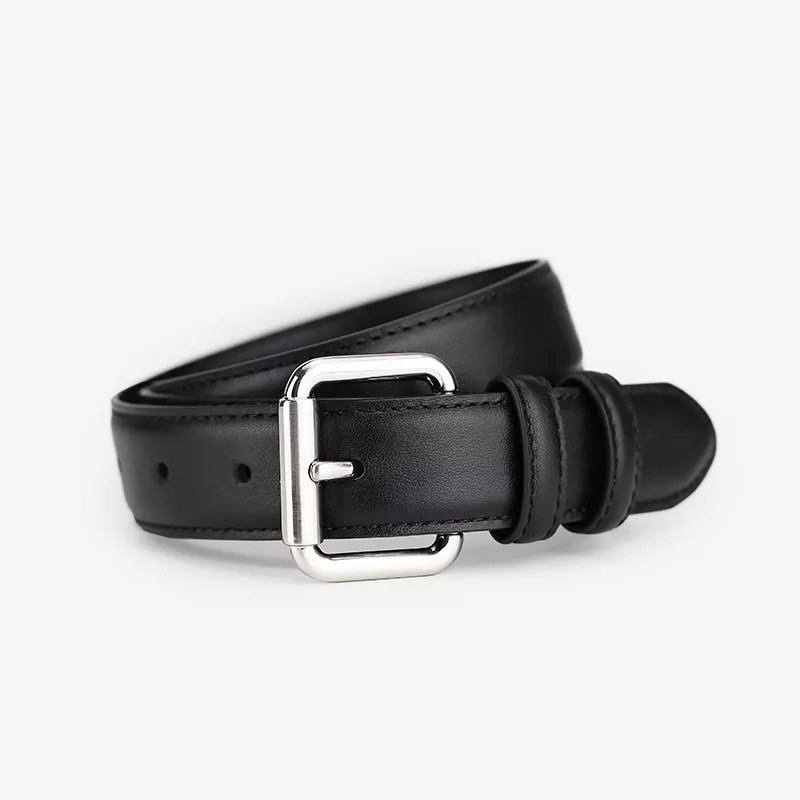 Classic Leather Belt with Buckle
