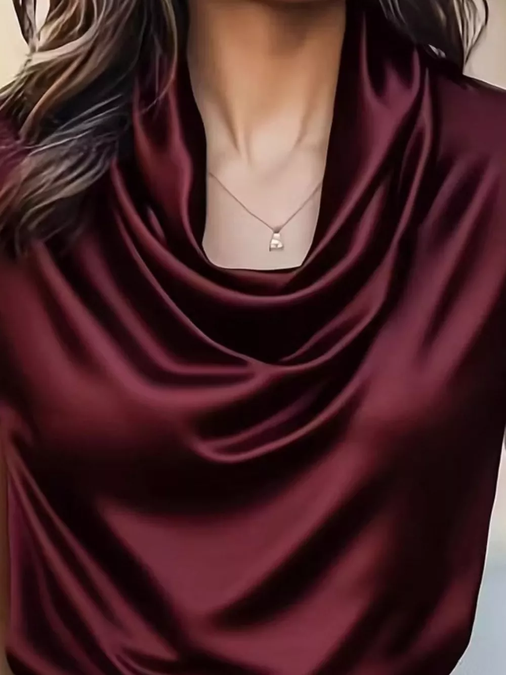 Satin Cowl Neck Blouse, image 7