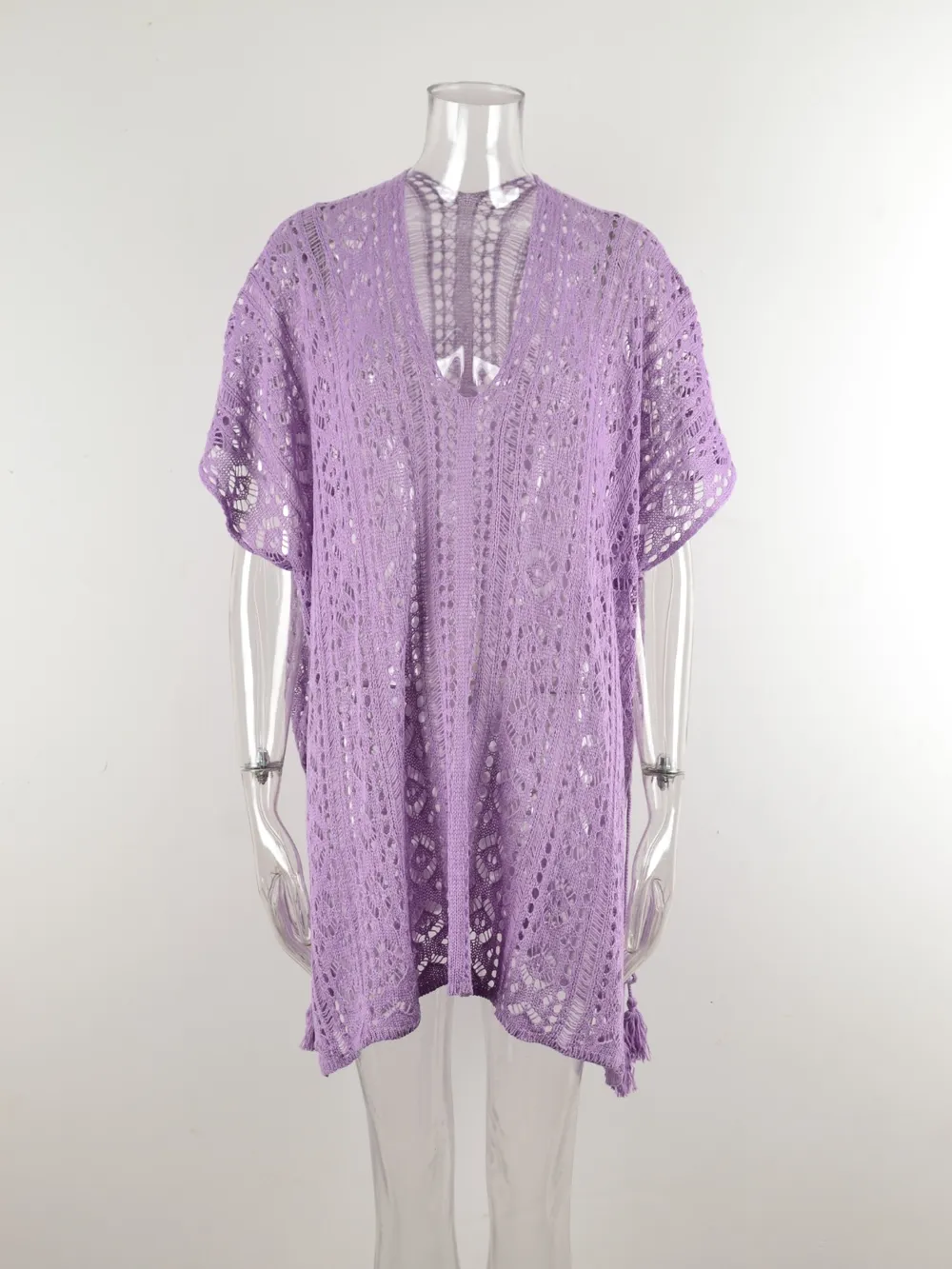 Cutout V-Neck Cover-Up with Tassel, image 15