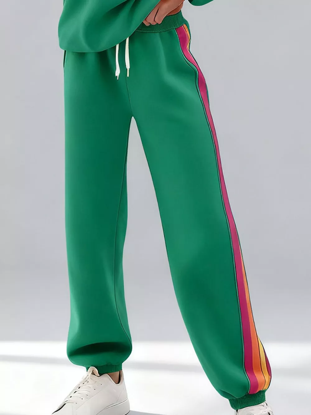 Striped Round Neck Sweatshirt and Pants Set, image 7