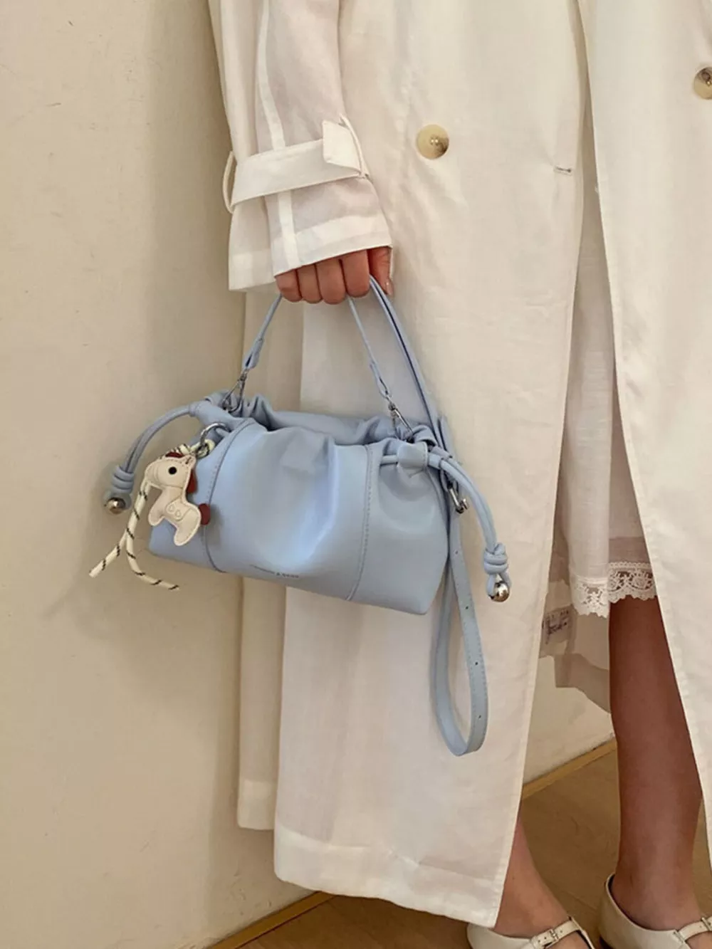 Drawstring Leather Crossbody Bag, image 7