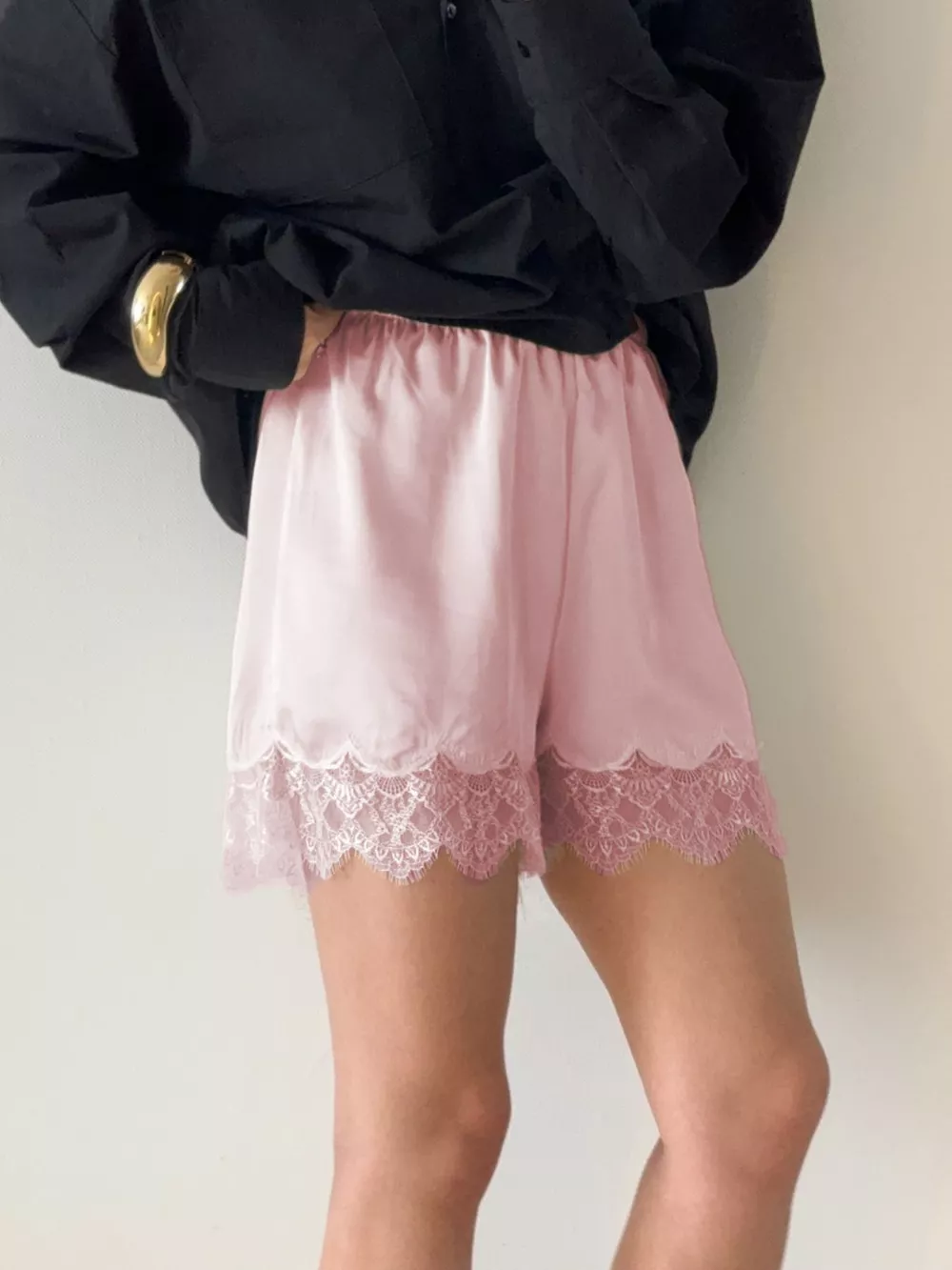 Lace Trim Elastic Waist Shorts, image 6