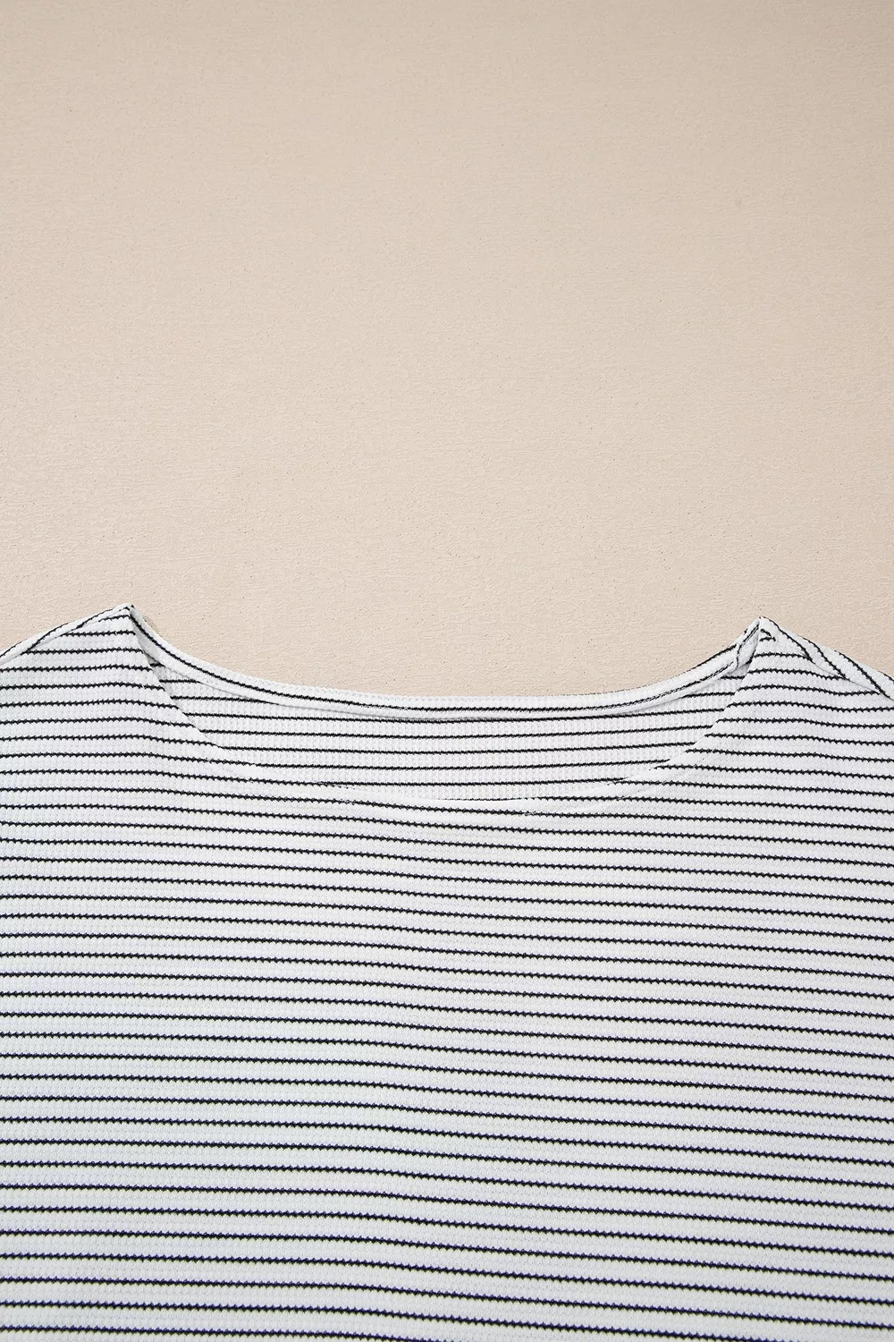 Stripe Contrasted Ruffle Trim Loose Long Sleeve Top, image 10
