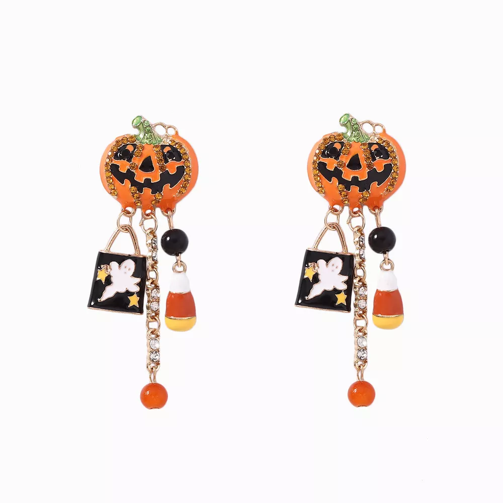 Halloween Pumpkin Ghost Dangle Earrings, image 5