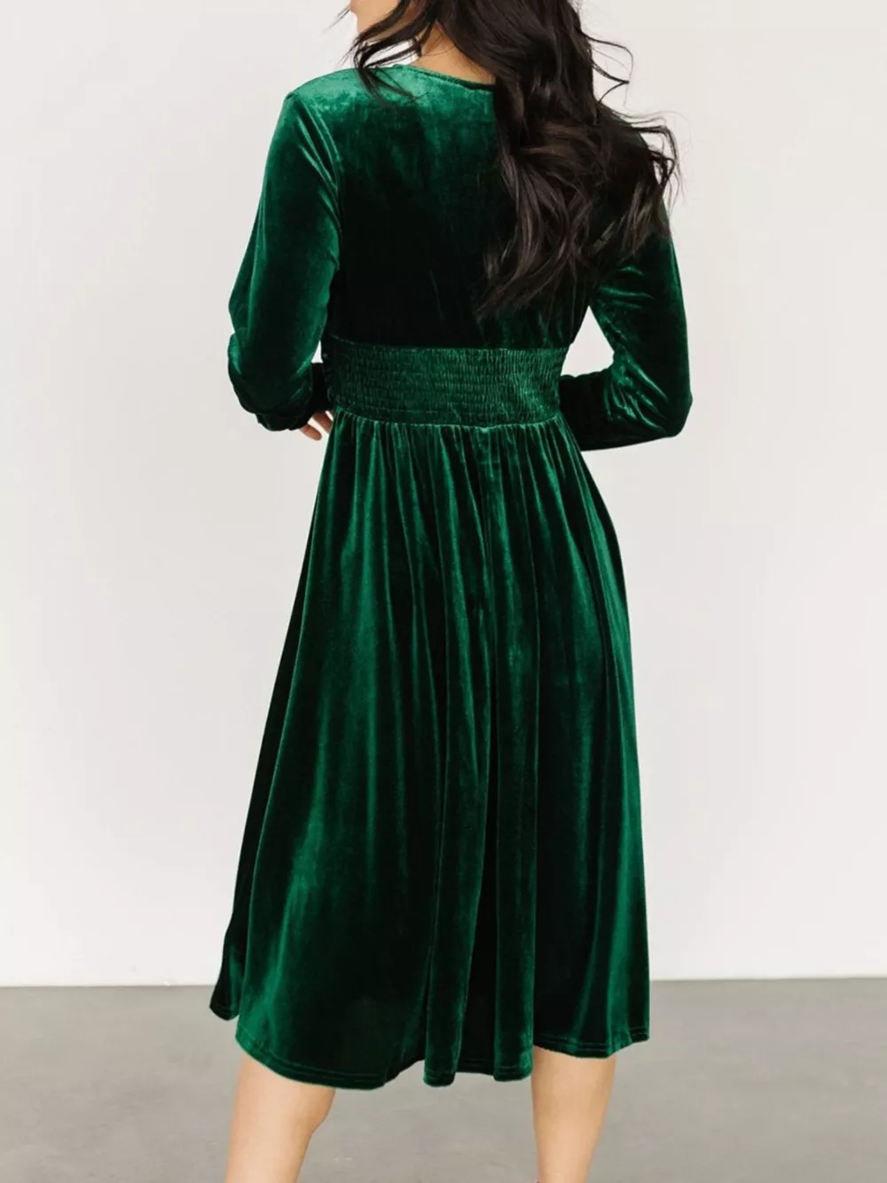 Velvet Deep V-Neck Long Sleeve Dress, image 5