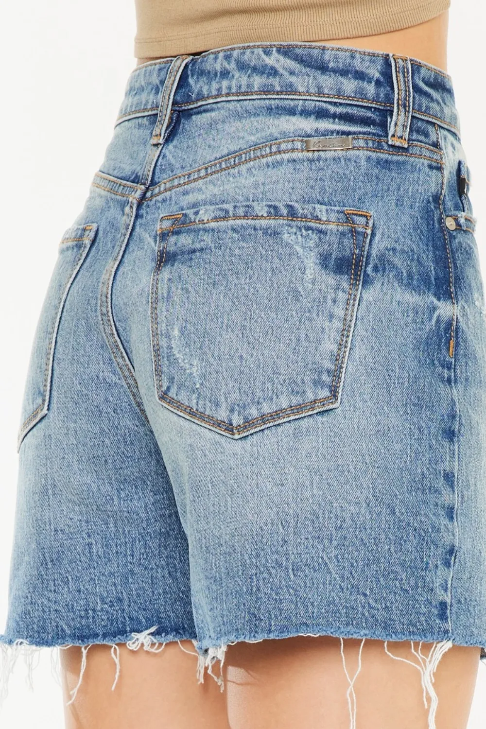 Full Size Raw Hem High Waist Denim Shorts, image 7