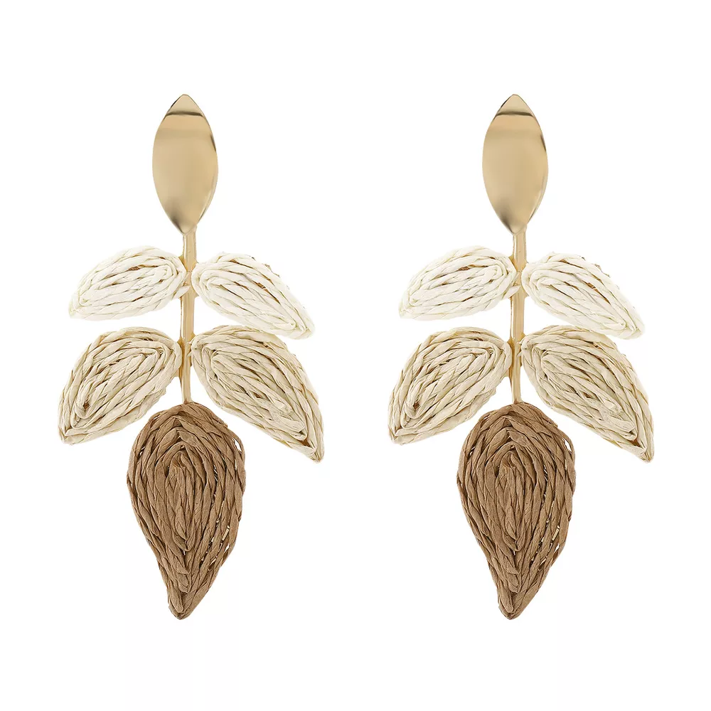 Rattan Woven Leaf Dangle Earrings, image 5