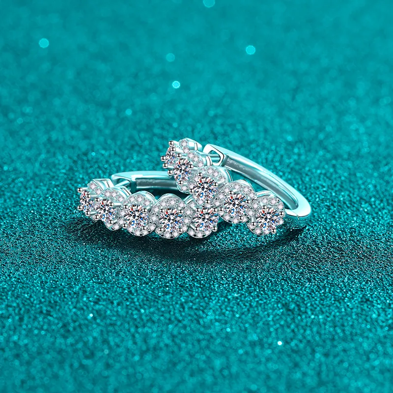 1 Carat Moissanite Zircon 925 Sterling Silver Huggie Earrings, image 3