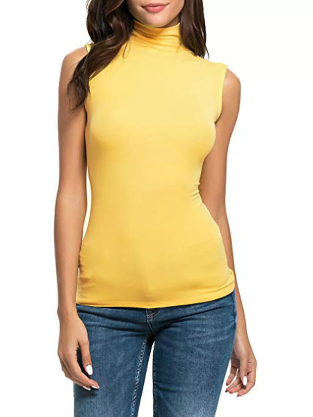 Sleeveless Turtleneck Slim Fit T-Shirt, image 10