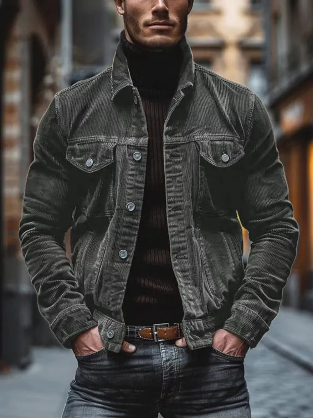 Men's Full Size Corduroy Button-Down Jacket Plus Size, image 4