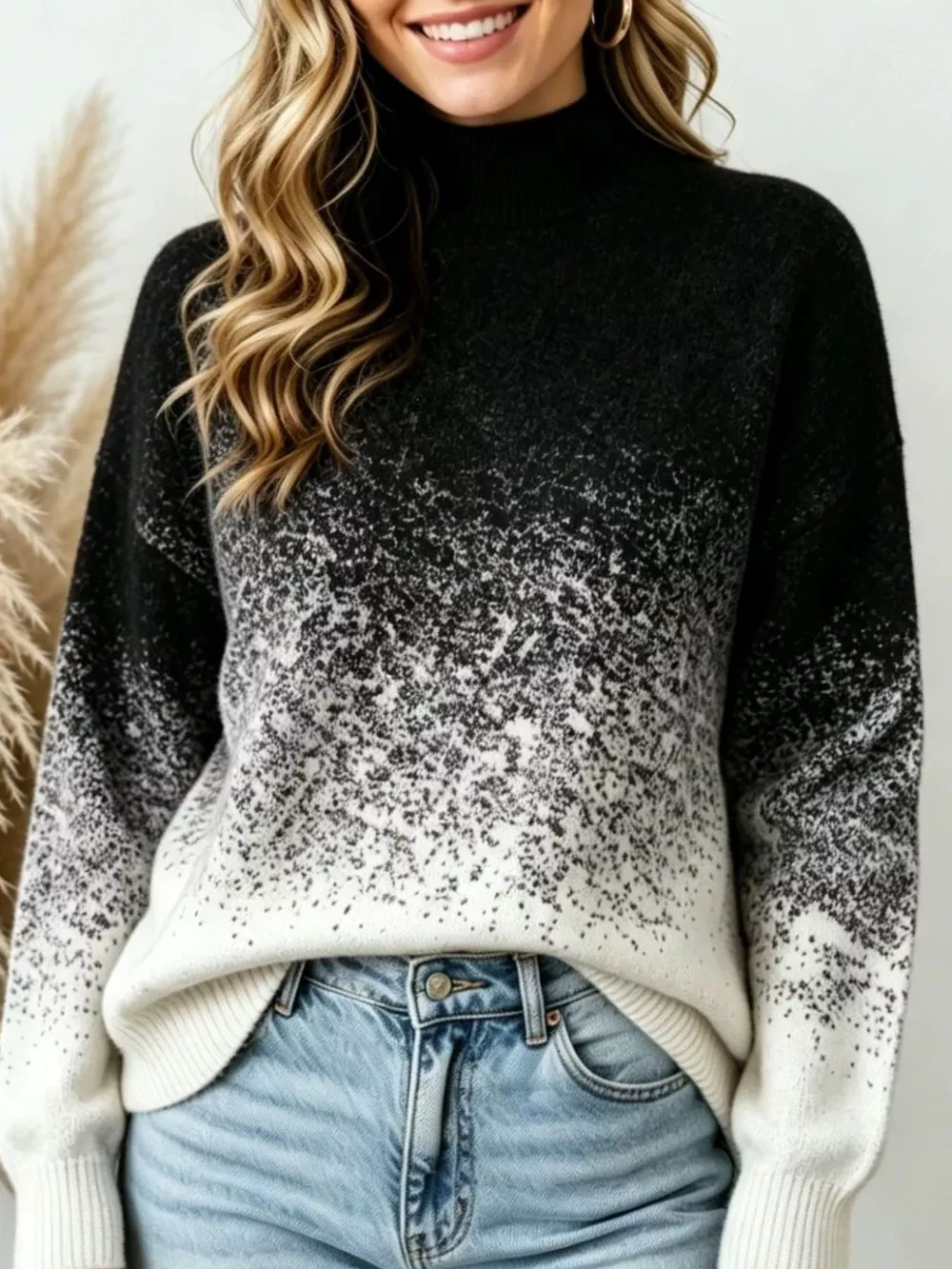 Gradient Turtleneck Long Sleeve Sweater