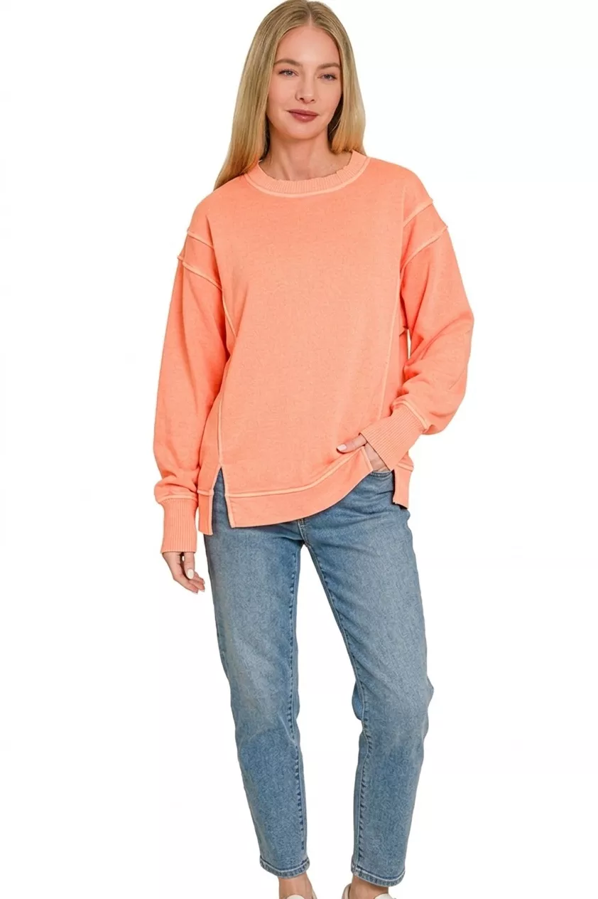 Pigment Dye Exposed-seam Fleece Sweatshirt, image 3