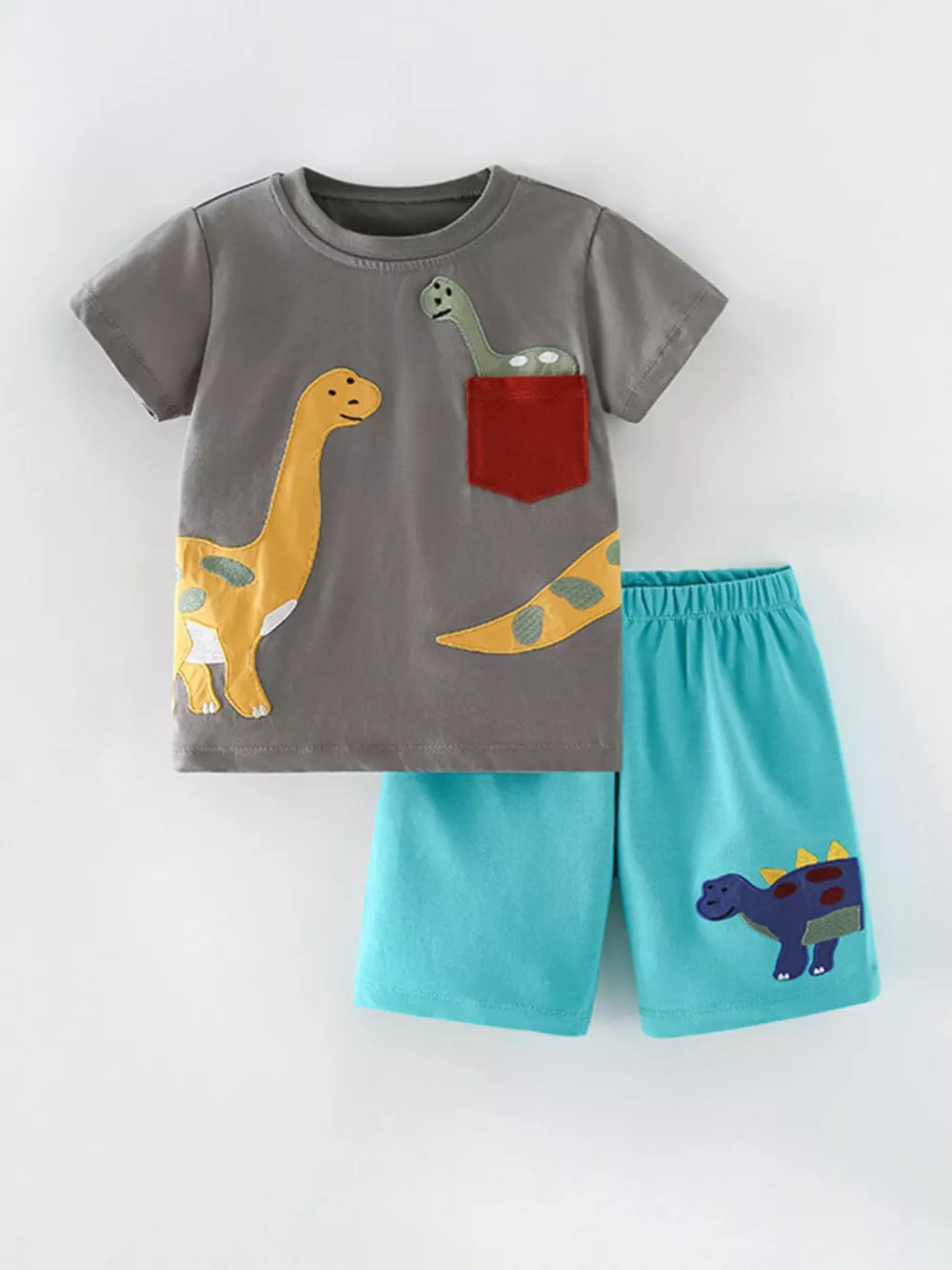 Children's Dinosaur Applique T-Shirt and Shorts Set