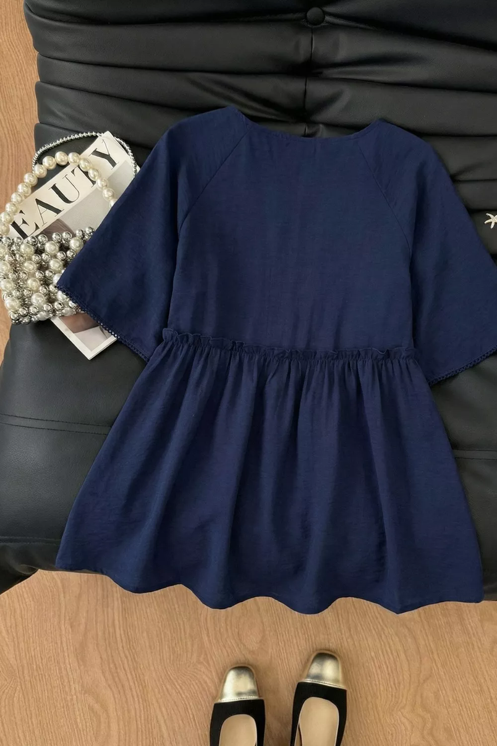 Ruffle Hem Tie Neck Blouse, image 7