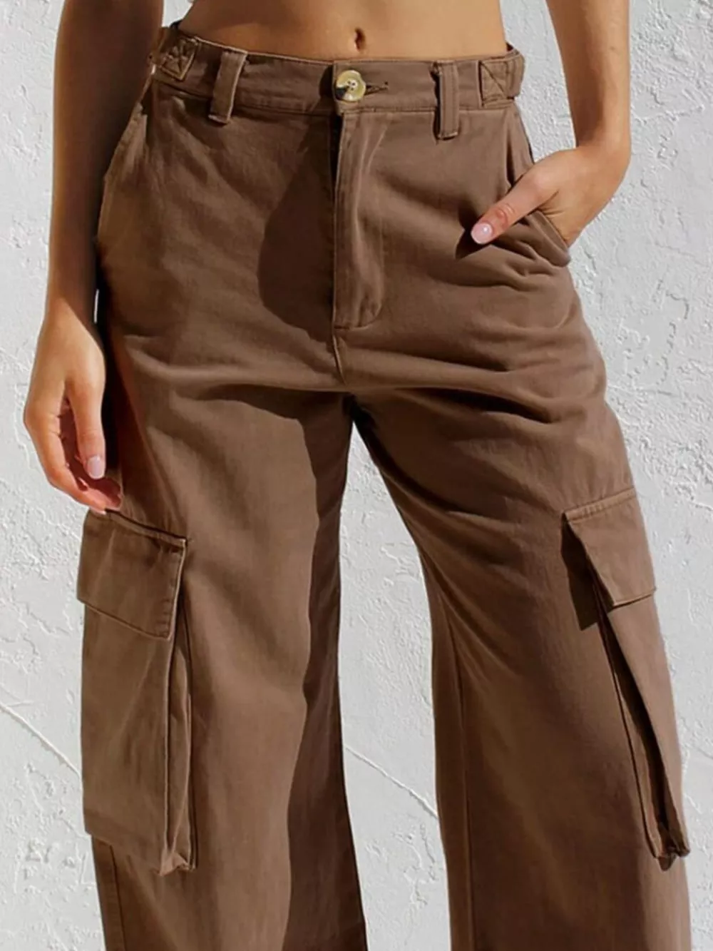 High-Waisted Wide Leg Cargo Jeans, image 2