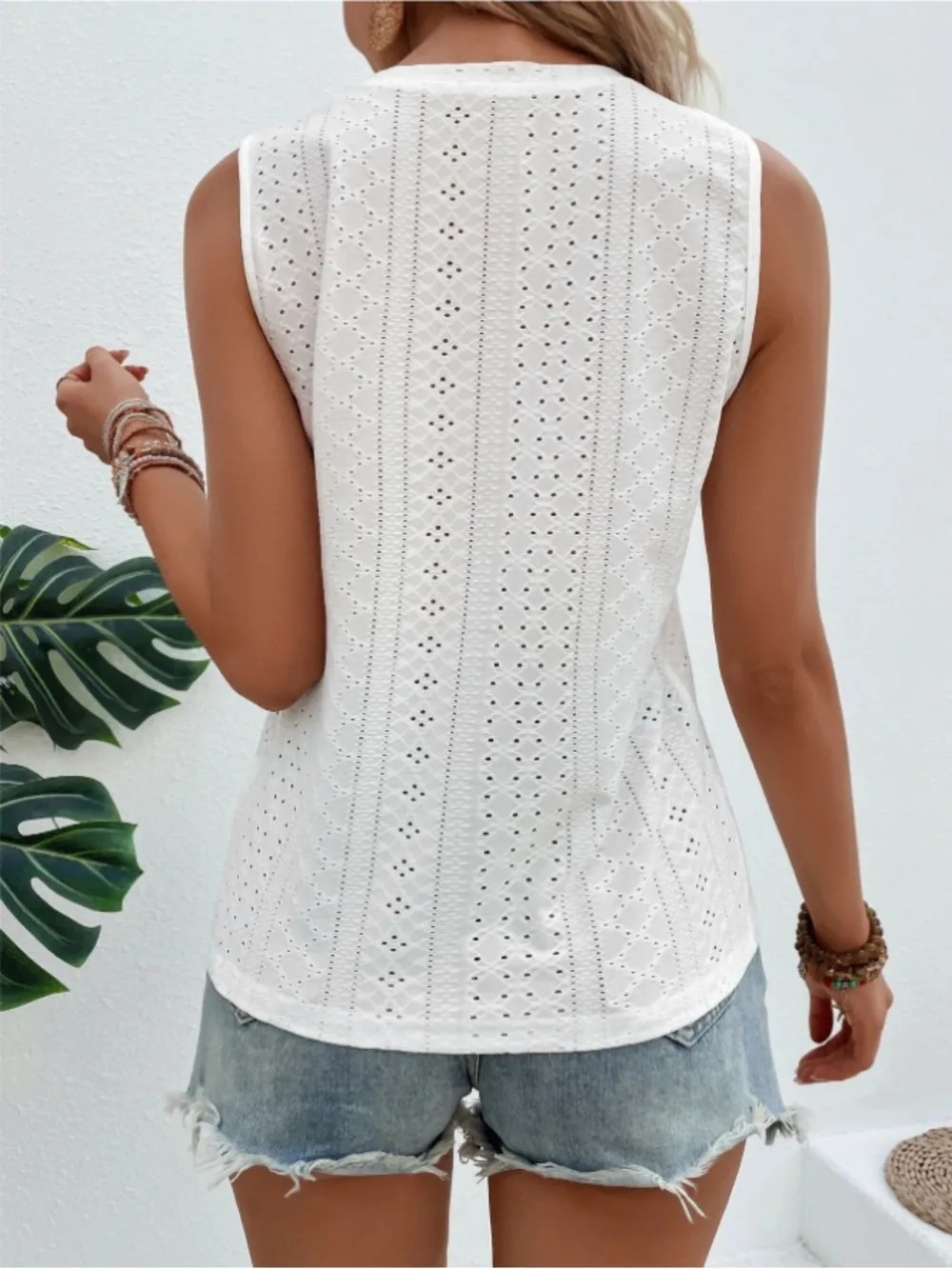 Eyelet Round Neck Tank, image 8