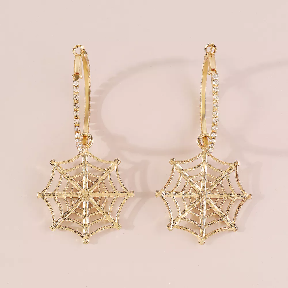 Spider Web Dangle Hoop Earrings, image 7