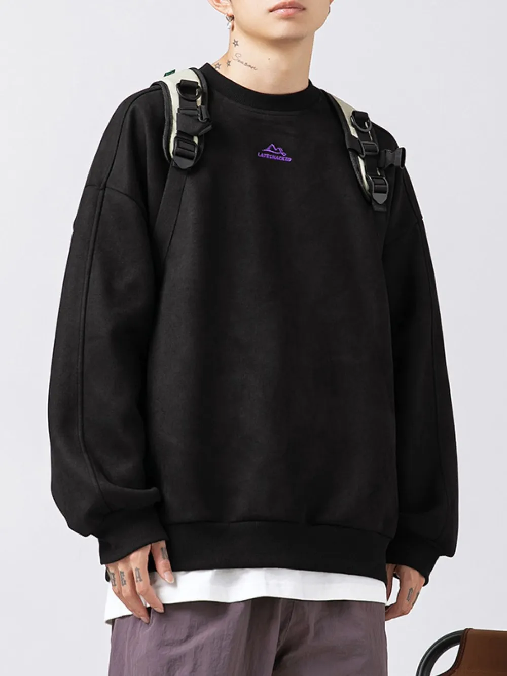 Men's Full Size Round Neck Long Sleeve Sweatshirt Plus Size, image 3