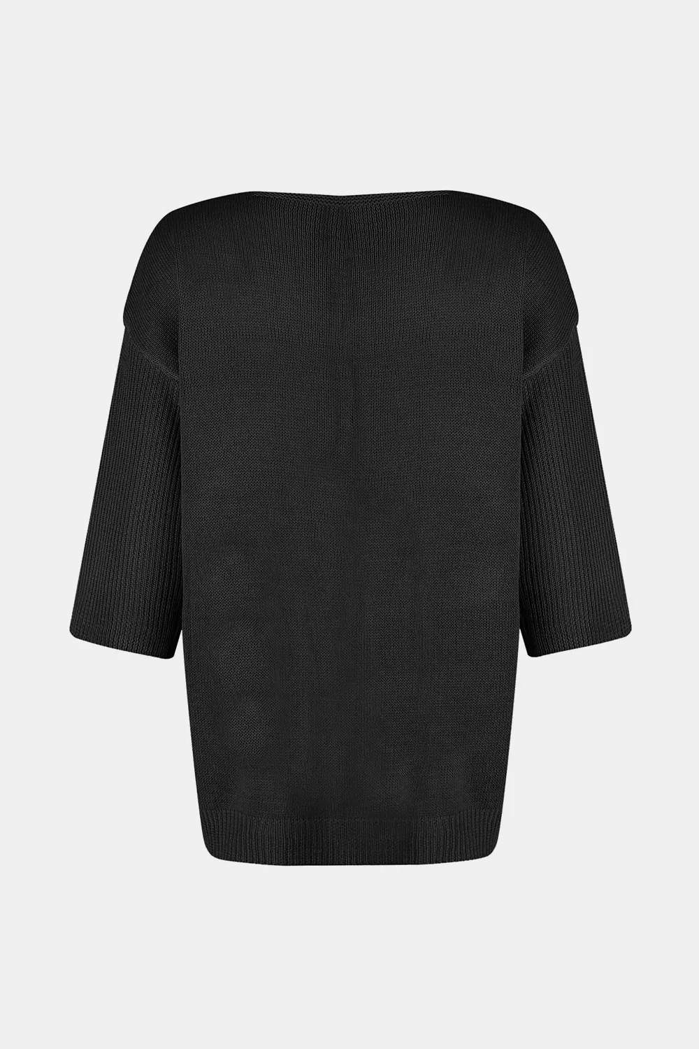 V-Neck Three-Quarter Sleeve Knit Top, image 3