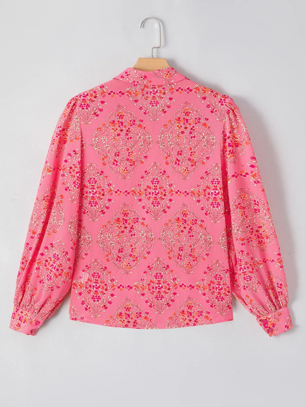 Floral Print Lantern Sleeve Loose Shirt, image 7