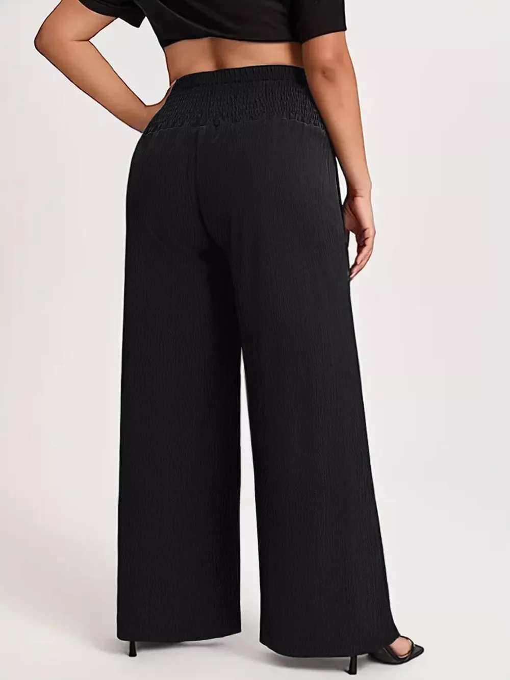 Plus Size High Waist Wide Leg Smocked Waist Pants, image 5