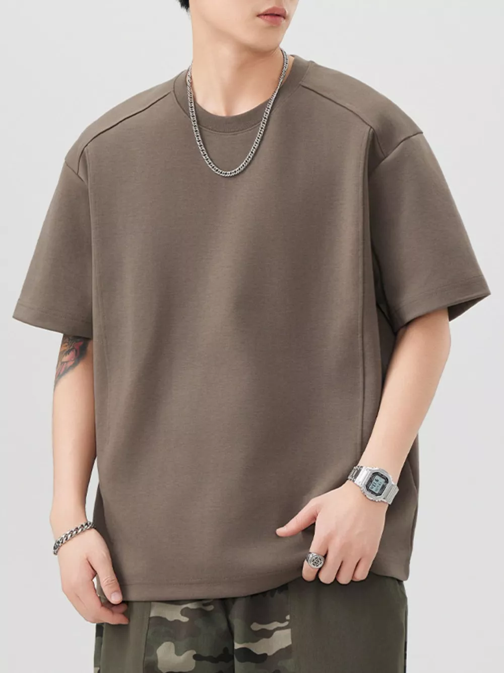 Men's Plus Size Oversized Solid Color Casual T-Shirt, image 9