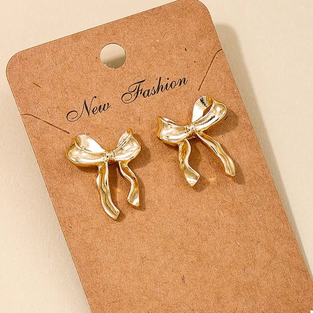 18K Gold-Plated Alloy Bow Stud Earrings, image 2