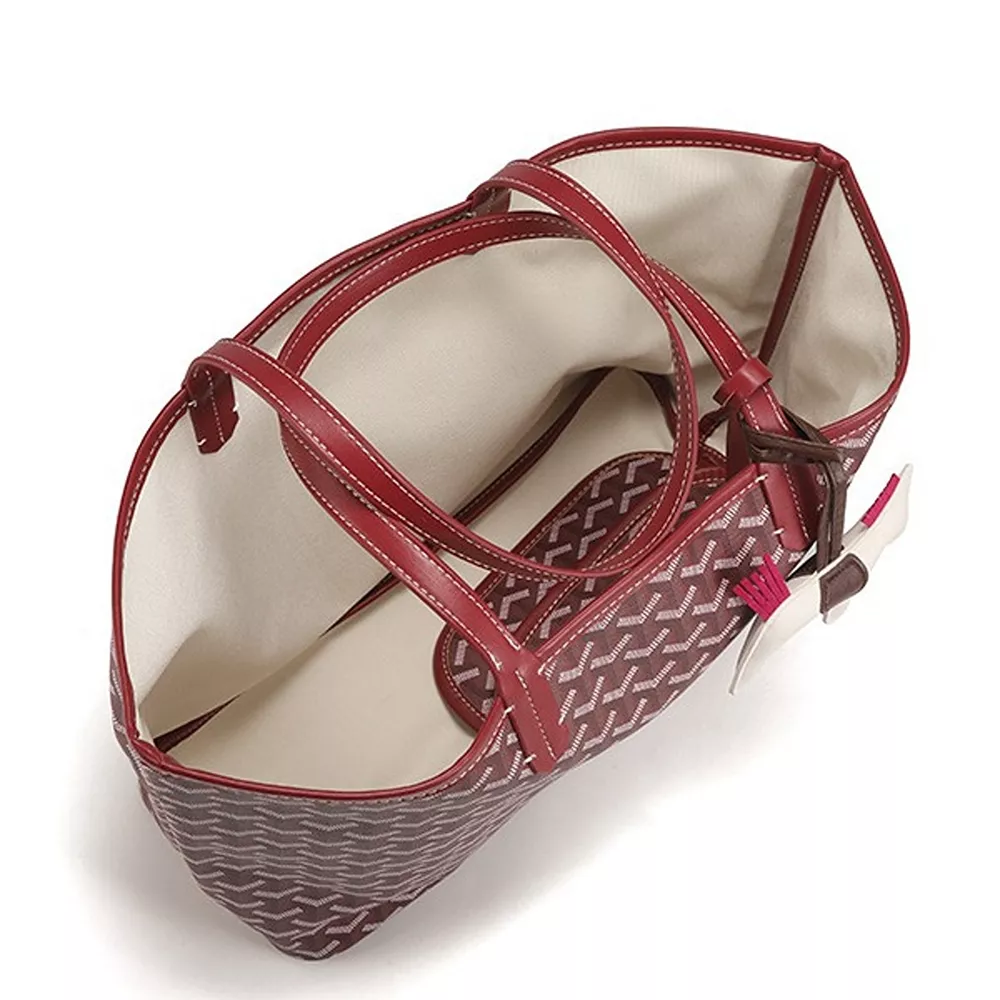 Luxury Geometric Pattern Tote Handbag with Detachable Pouch and Horse Charm, image 2