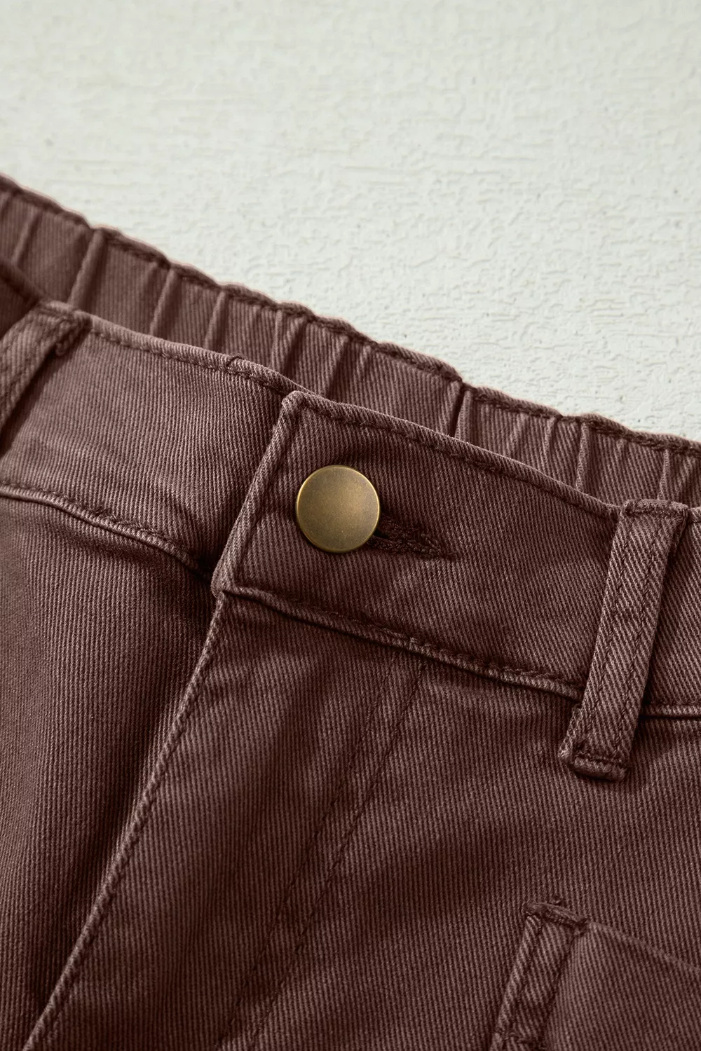 Solid Color Square Patch Pocket Ankle-length Barrel Jeans, image 13