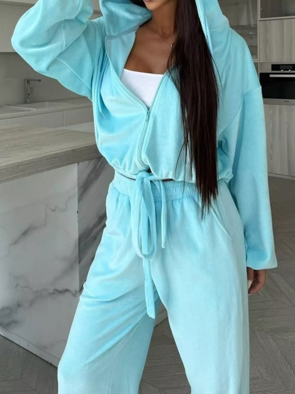 Zip-Up Hoodie and Joggers Set, image 3