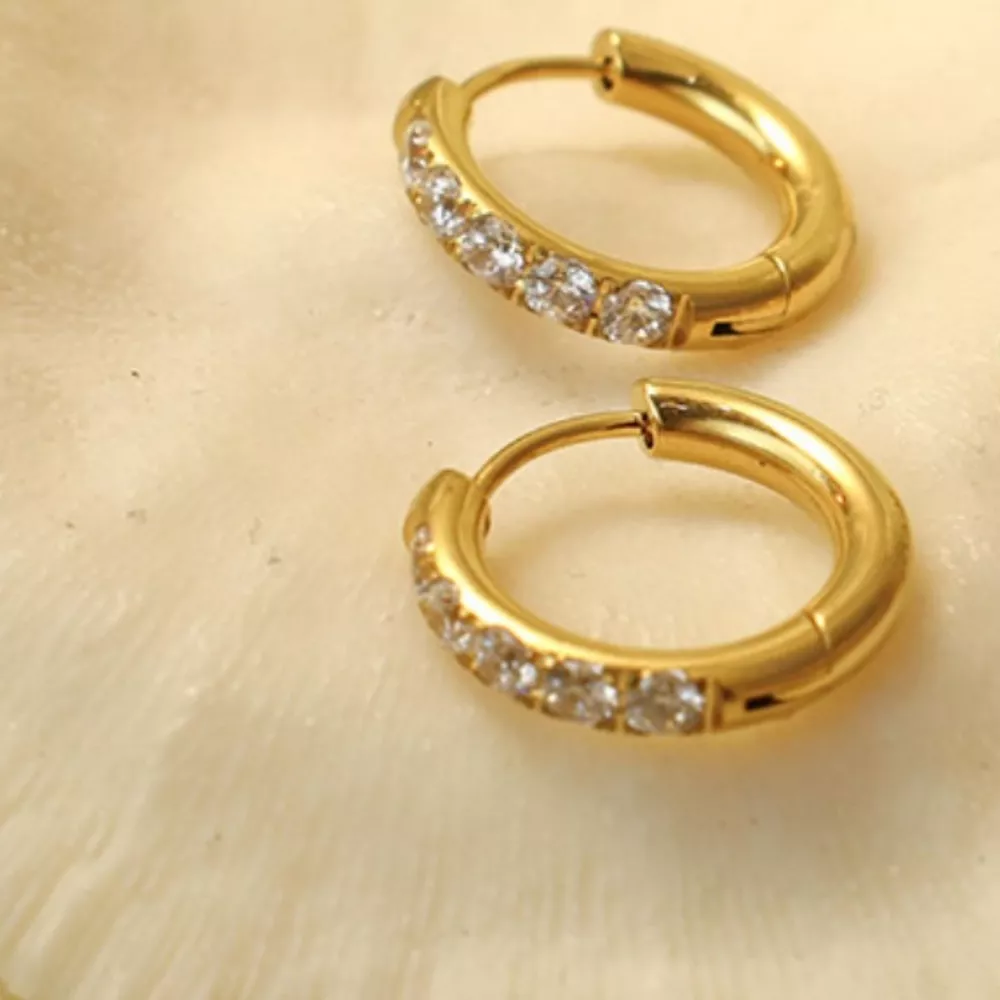 18K Gold-Plated Zircon Hoop Earrings, image 4