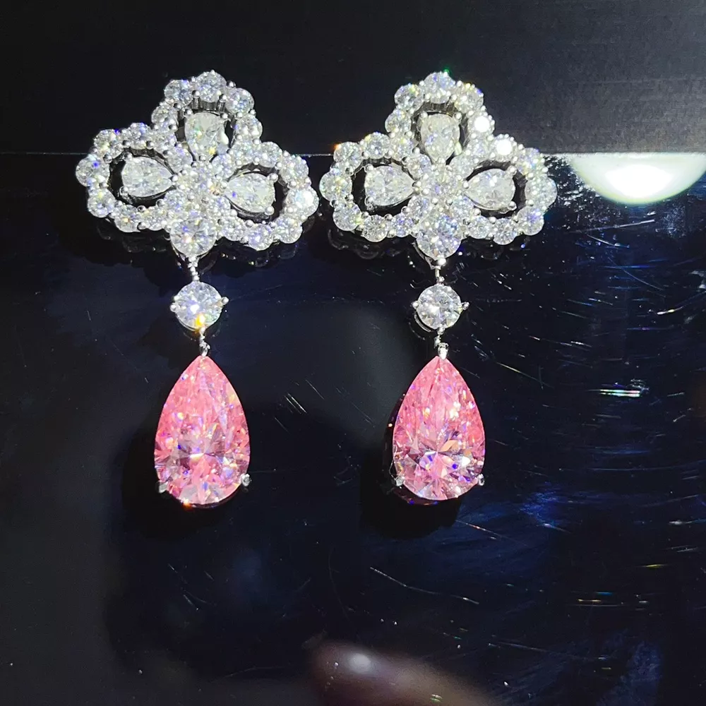 6 Carat 925 Sterling Silver Moissanite Drop Earrings, image 3
