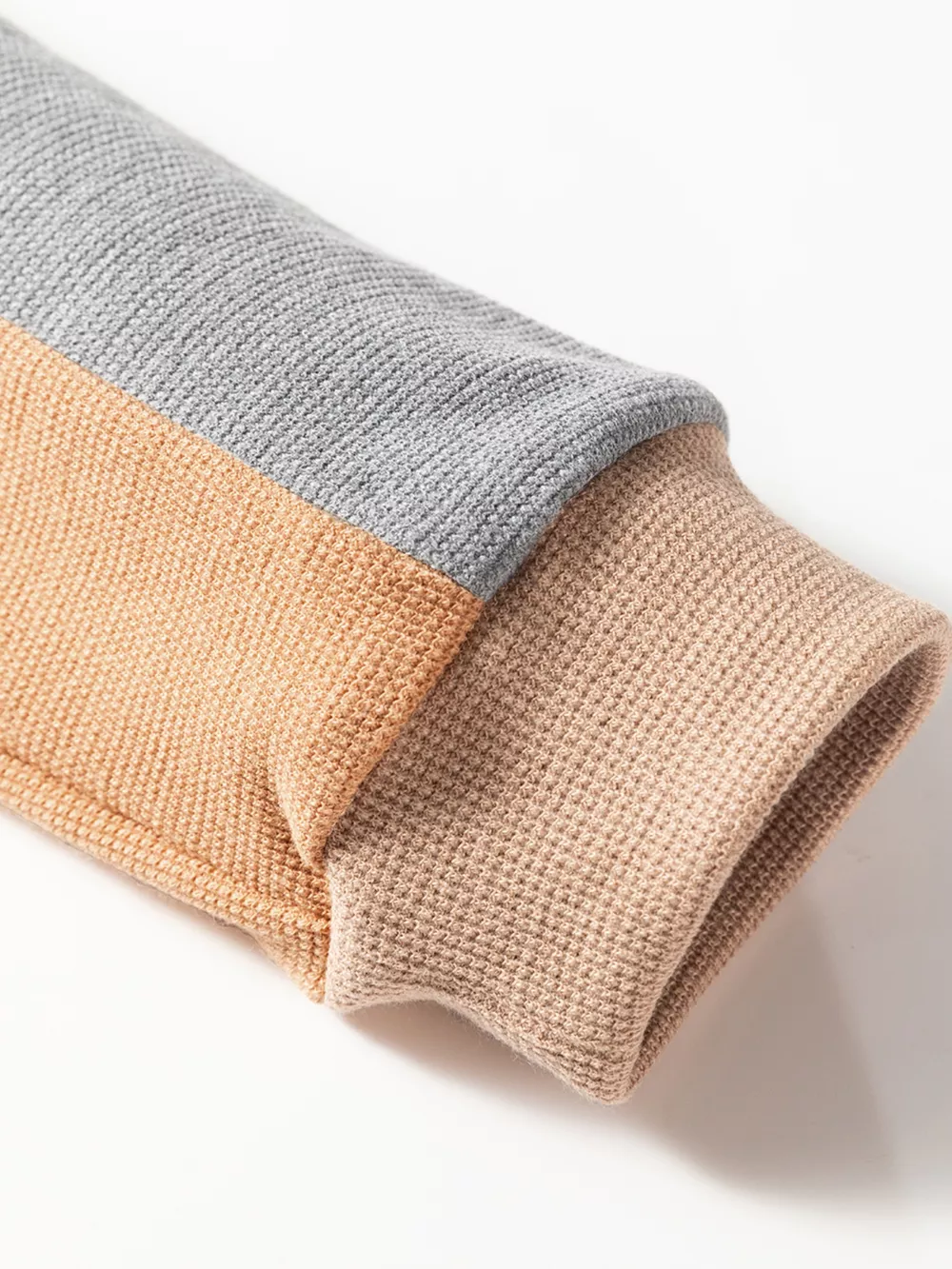 Color Block Thermal Textured Knit Drop Shoulder Henley Top, image 5
