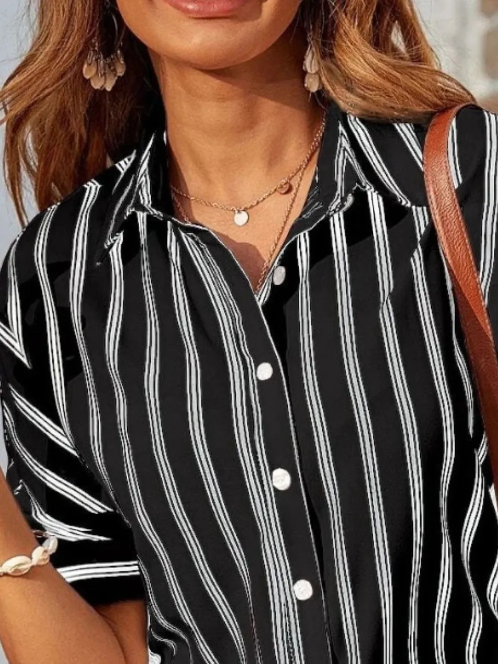 Striped Collared Neck Half Sleeve Shirt, image 10