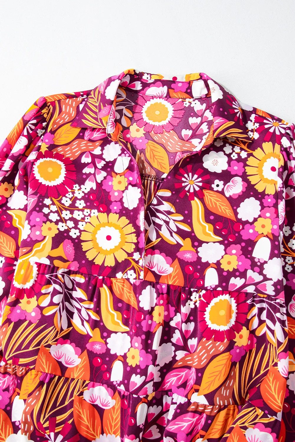 Printed Johnny Collar Long Sleeve Midi Dress, image 2