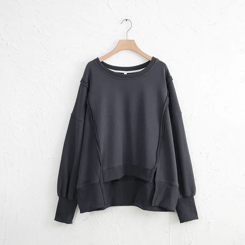 Exposed Seam High-Low Long Sleeve Sweatshirt, image 25